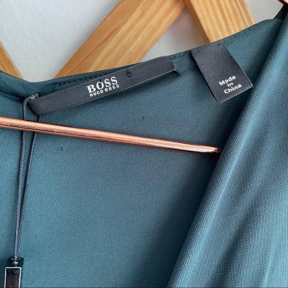 Hugo Boss Forrest Green Faux Wrap Dress - Picture 3 of 10